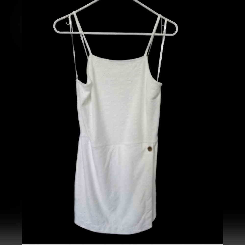 NWOT - White Sleeveless Skort Romper with Textured Pattern